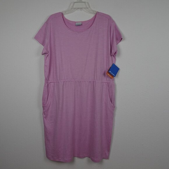 Columbia Short Sleeve Dress Women's Size 2XL Pink Pacific Haze UPF 50 Stretch - Picture 1 of 8